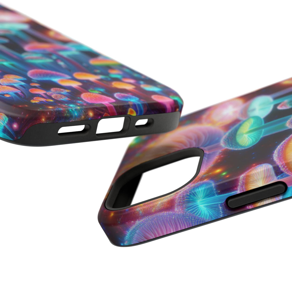 Psychedelic Neon Mushroom Phone Case — Protective Cosmic Art iPhone Cover