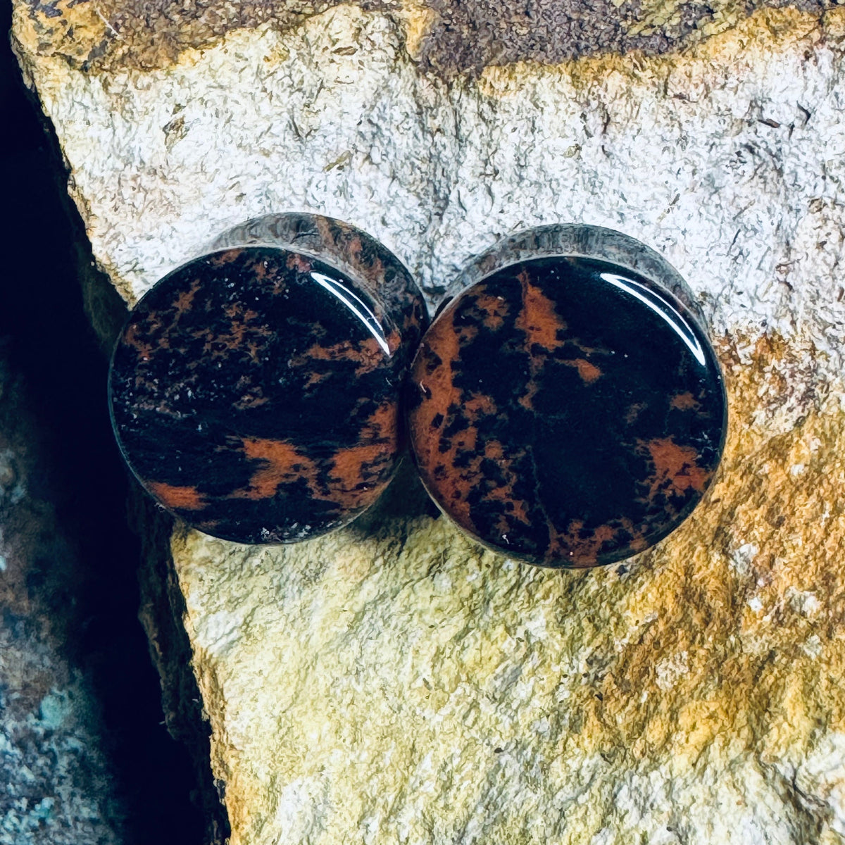 OOAK Mahogany Stone Plugs – 1/2" (13mm)