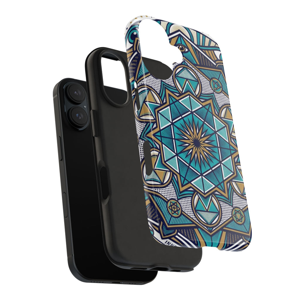 Tough Phone Case — Blue Geometric Mandala Protective Phone Cover