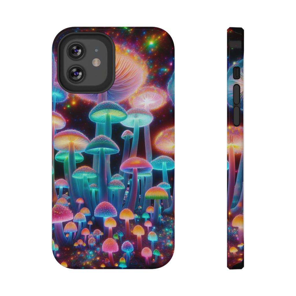 Psychedelic Neon Mushroom Phone Case — Protective Cosmic Art iPhone Cover