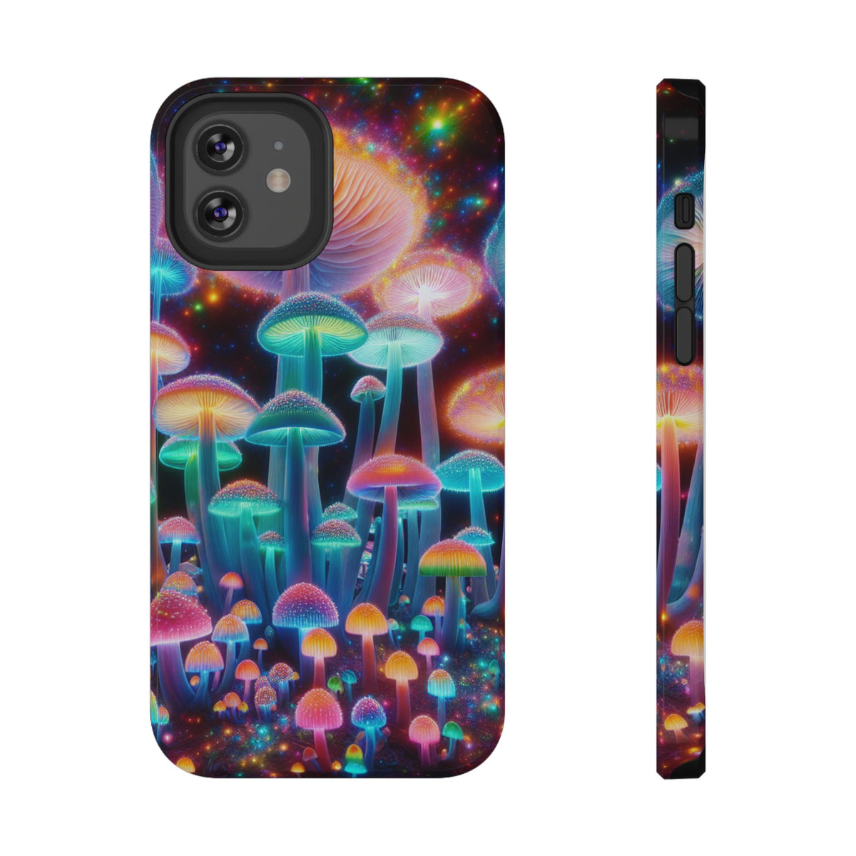 Psychedelic Neon Mushroom Phone Case — Protective Cosmic Art iPhone Cover