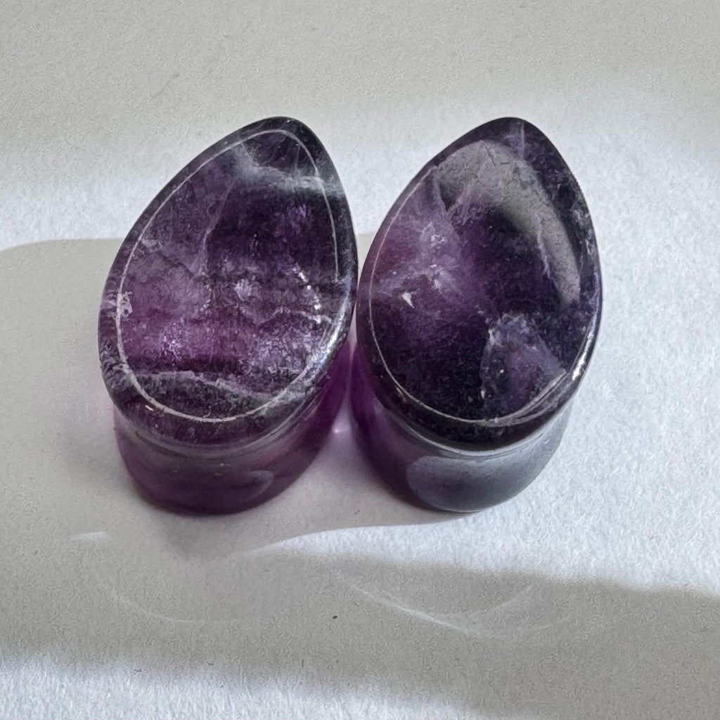 OOAK Fluorite Teardrop Plugs – 11/16" (17.5mm)