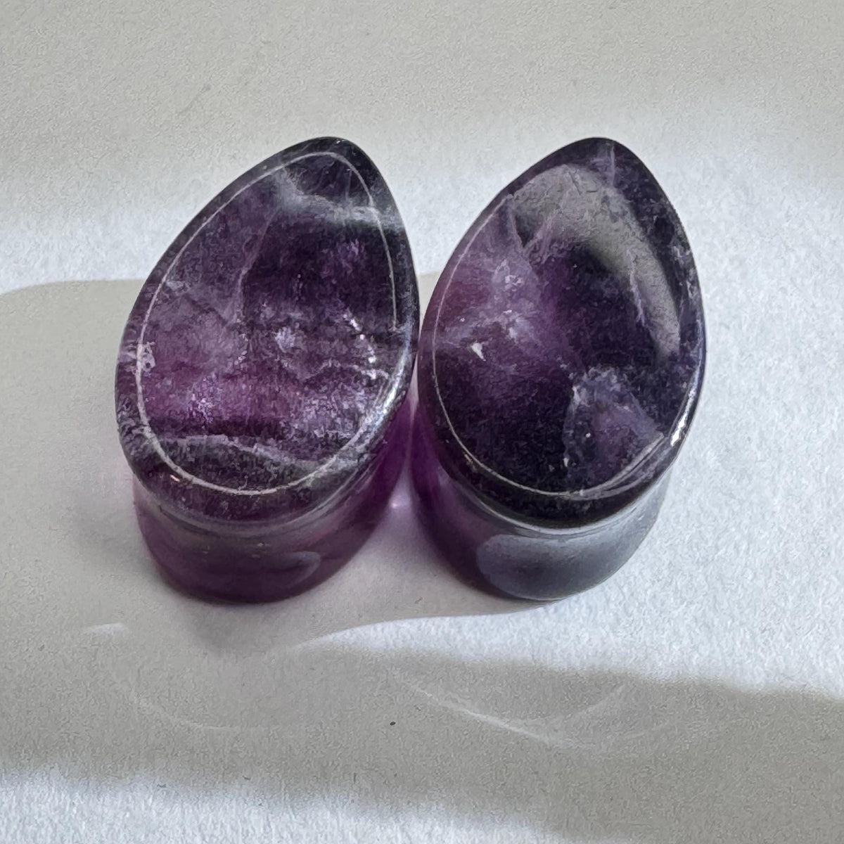 OOAK Fluorite Teardrop Plugs – 11/16" (17.5mm)