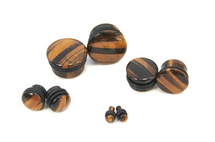Brown Tiger's Eye Plugs – Single Flared Stone Ear Gauges