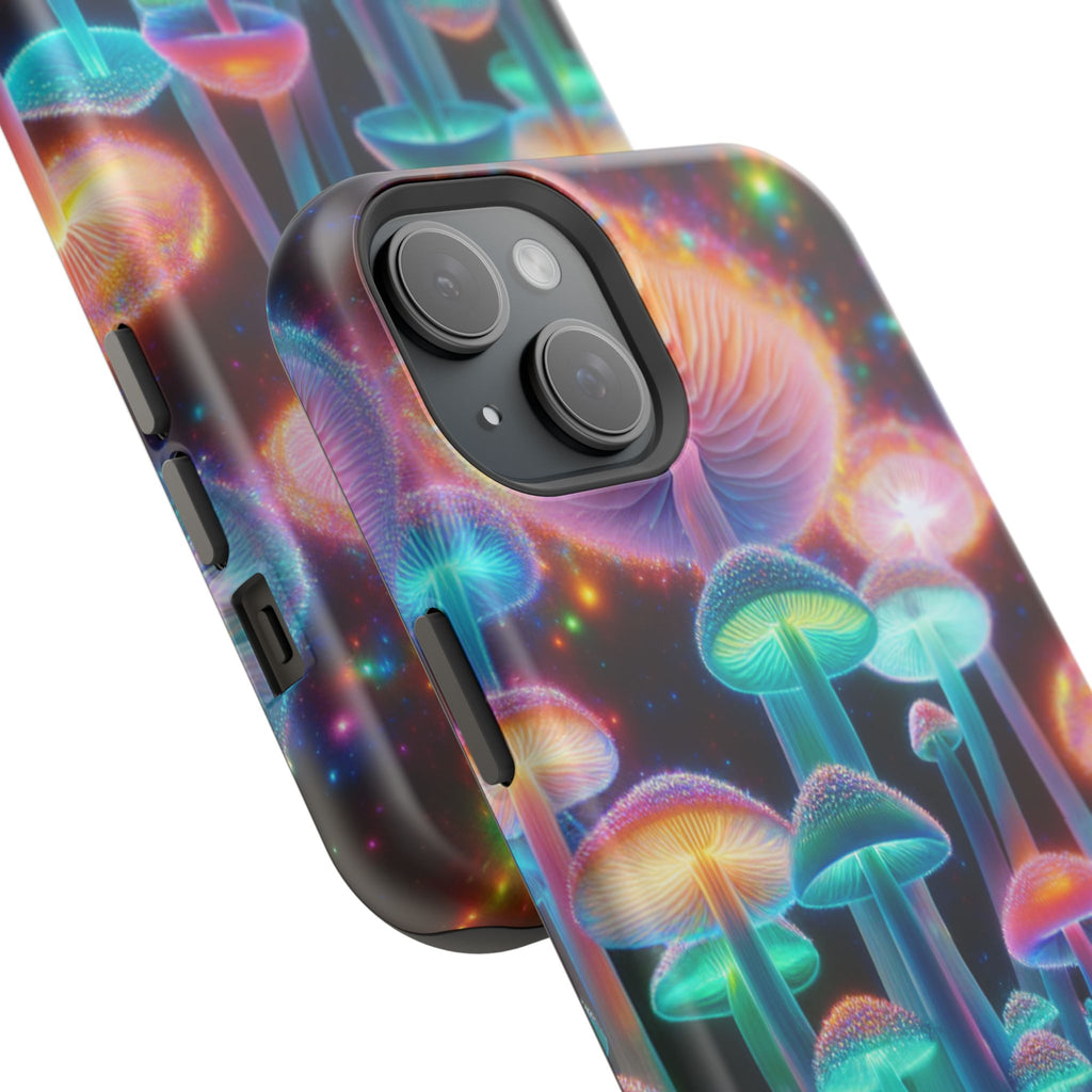 Psychedelic Neon Mushroom Phone Case — Protective Cosmic Art iPhone Cover