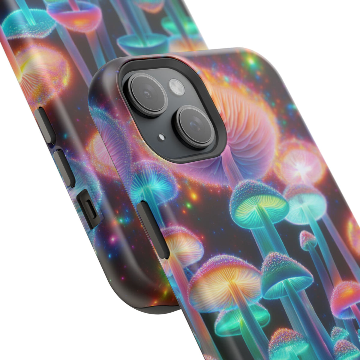 Psychedelic Neon Mushroom Phone Case — Protective Cosmic Art iPhone Cover