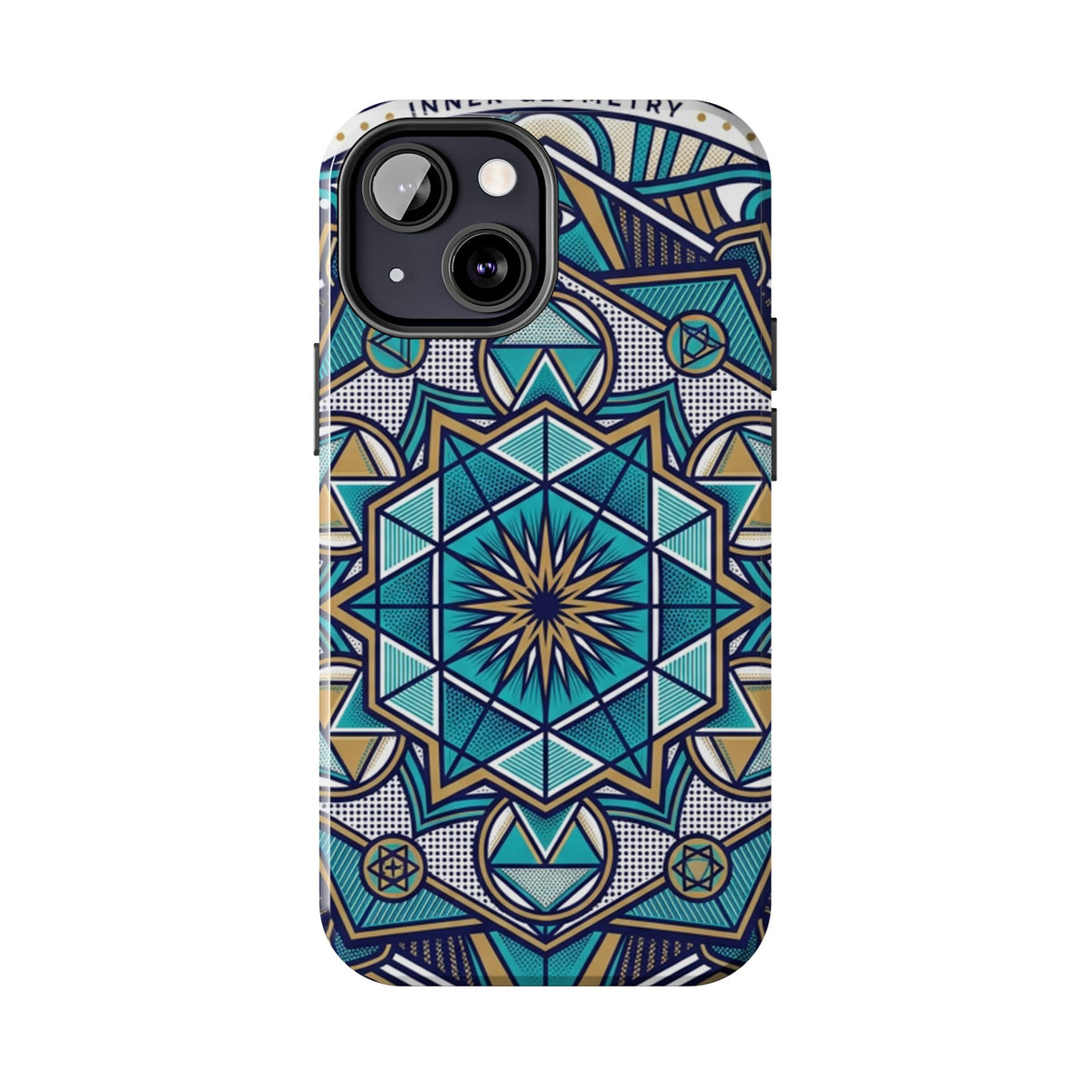 Tough Phone Case — Blue Geometric Mandala Protective Phone Cover