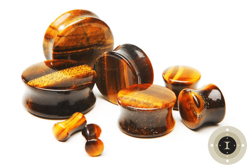 Brown Tiger's Eye Plugs – Double Flared Stone Gauges
