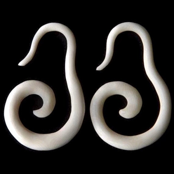 Bone Drop Spiral Earrings – Hand-Carved Ear Gauges