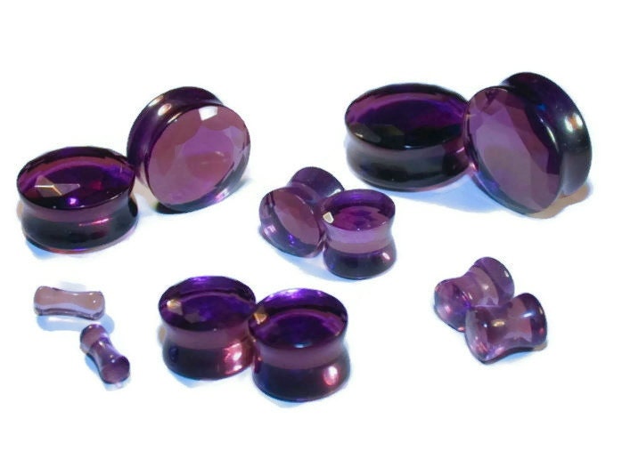 Purple Faceted Glass Plugs – Double Flared Gauges