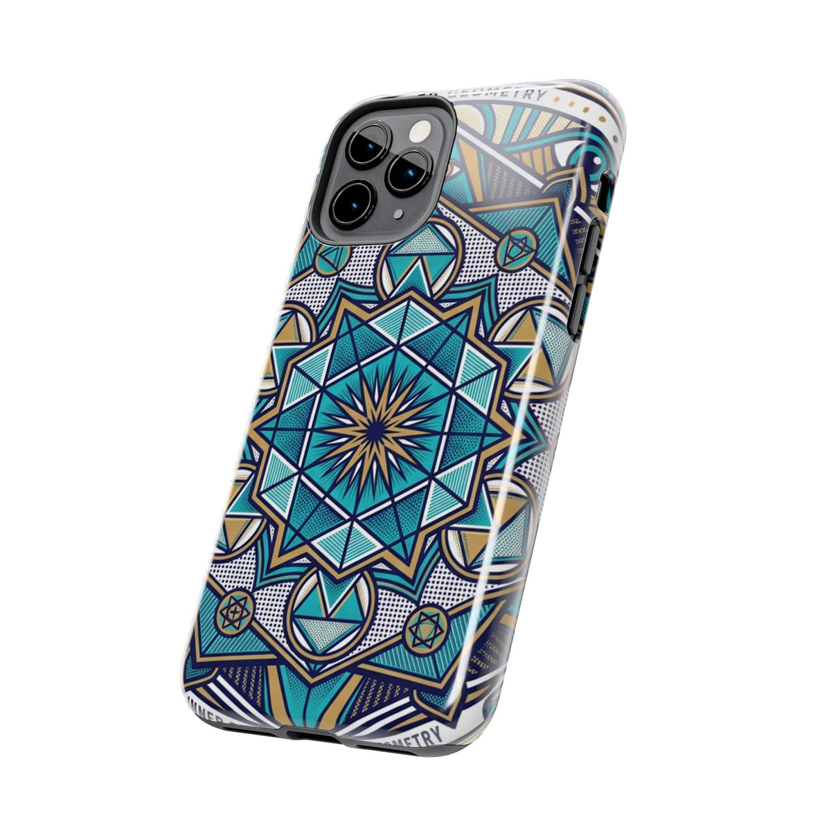 Tough Phone Case — Blue Geometric Mandala Protective Phone Cover