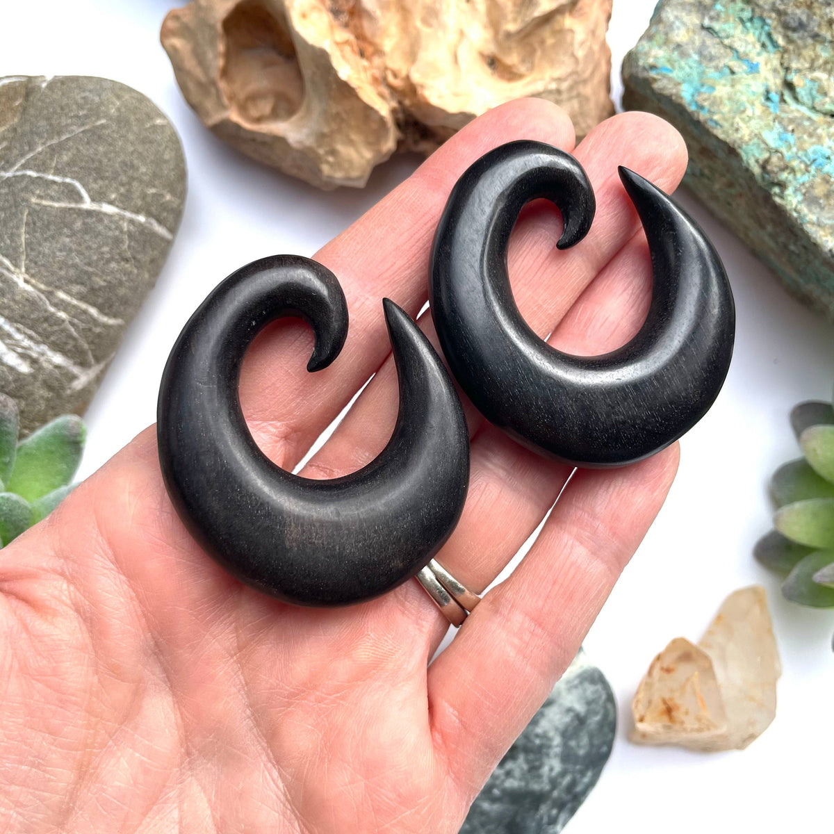 Classic Ebony Wood Thick Hoop Earrings – Limited Stock