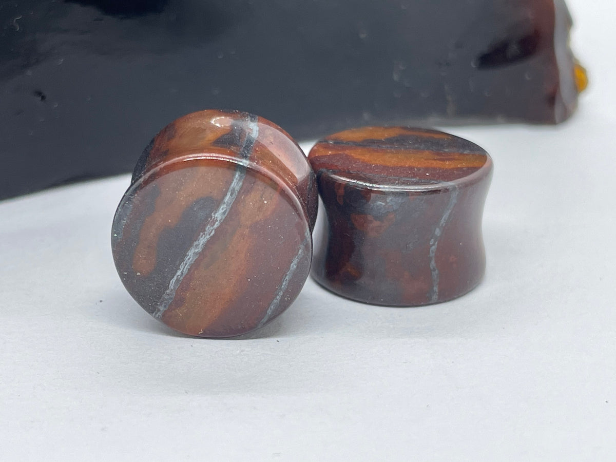 OOAK Red Tiger’s Eye Plugs – 5/8" (16mm)