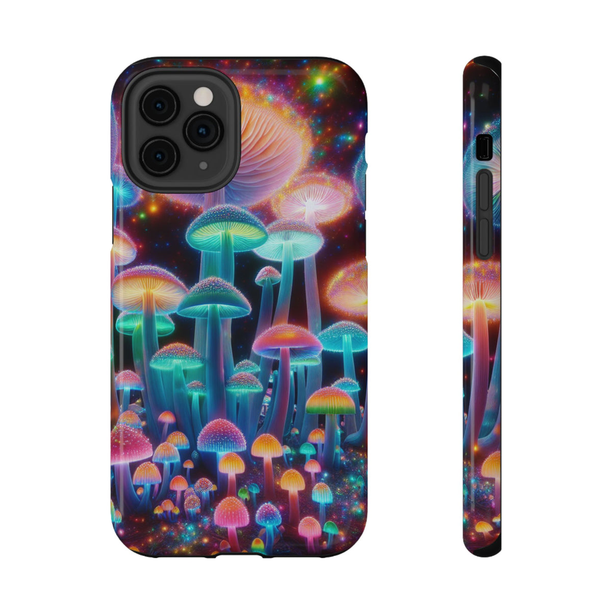 Psychedelic Neon Mushroom Phone Case — Protective Cosmic Art iPhone Cover
