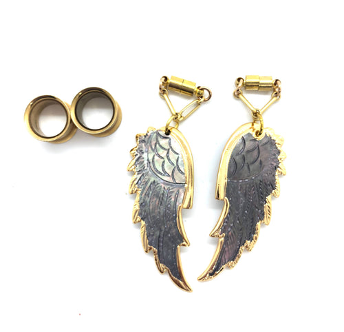 Black Mother-of-Pearl Angel Wing Magnetic Earrings