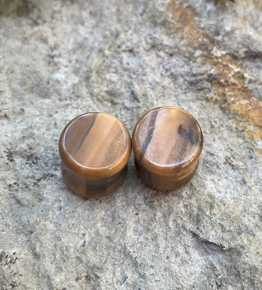 OOAK Petrified Wood Stone Plugs – 1/2" (13mm)