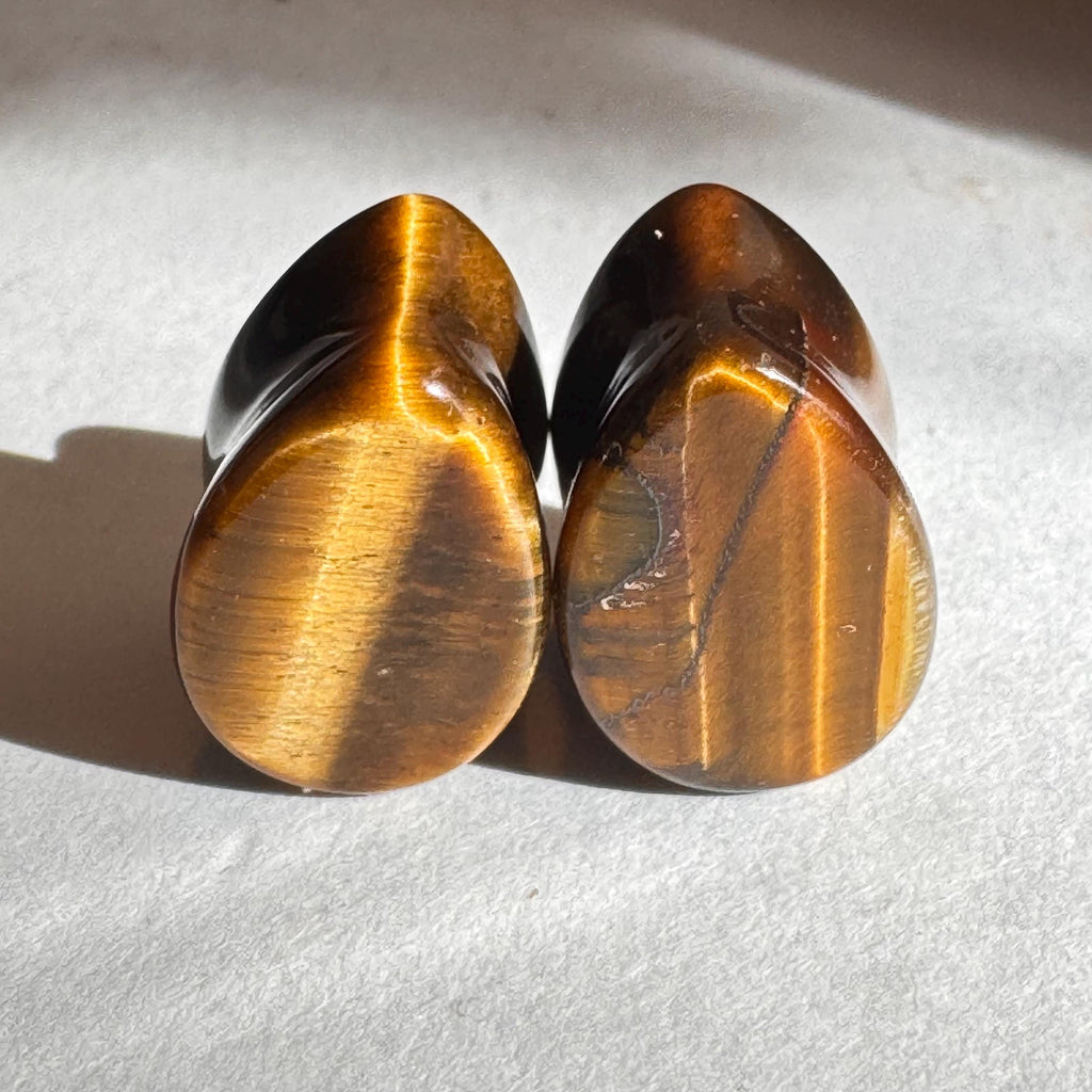 OOAK Tiger’s Eye Teardrop Plugs – 1/2" (13mm)