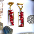 Brass & Coral Magnetic Clasp Gauged Earrings
