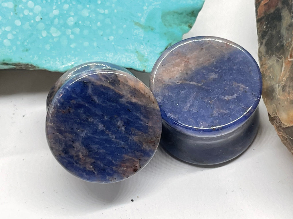 OOAK Blue Sodalite Stone Plugs – 5/8" (16mm)