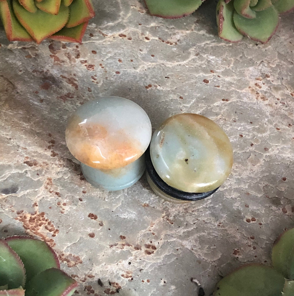 OOAK Amazonite Plugs – 9/16" (14mm) Single Flared