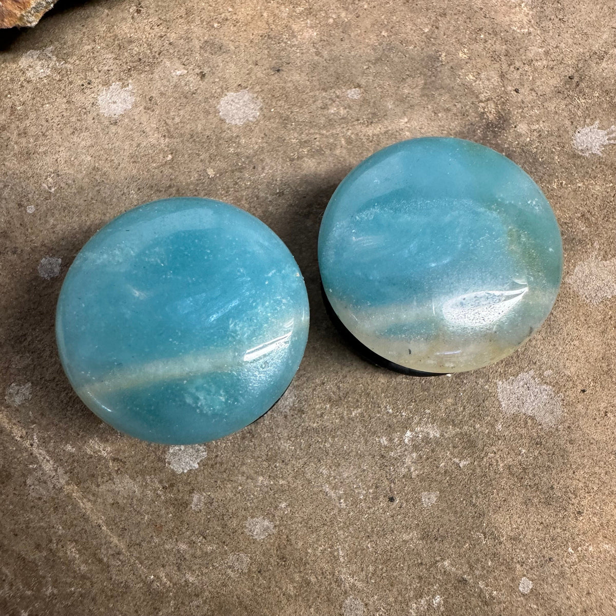 OOAK Amazonite Plugs – 3/4" (19mm) Single Flared