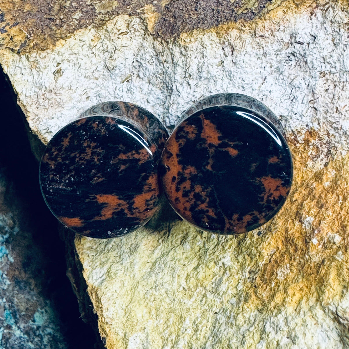 OOAK Mahogany Stone Plugs – 1/2" (13mm)