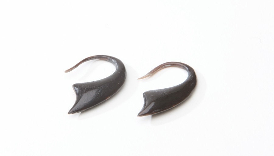 Reversible Horn Earrings with Bone Inlay
