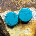 OOAK Synthetic Turquoise Plugs – 3/4" (19mm) Double Flared