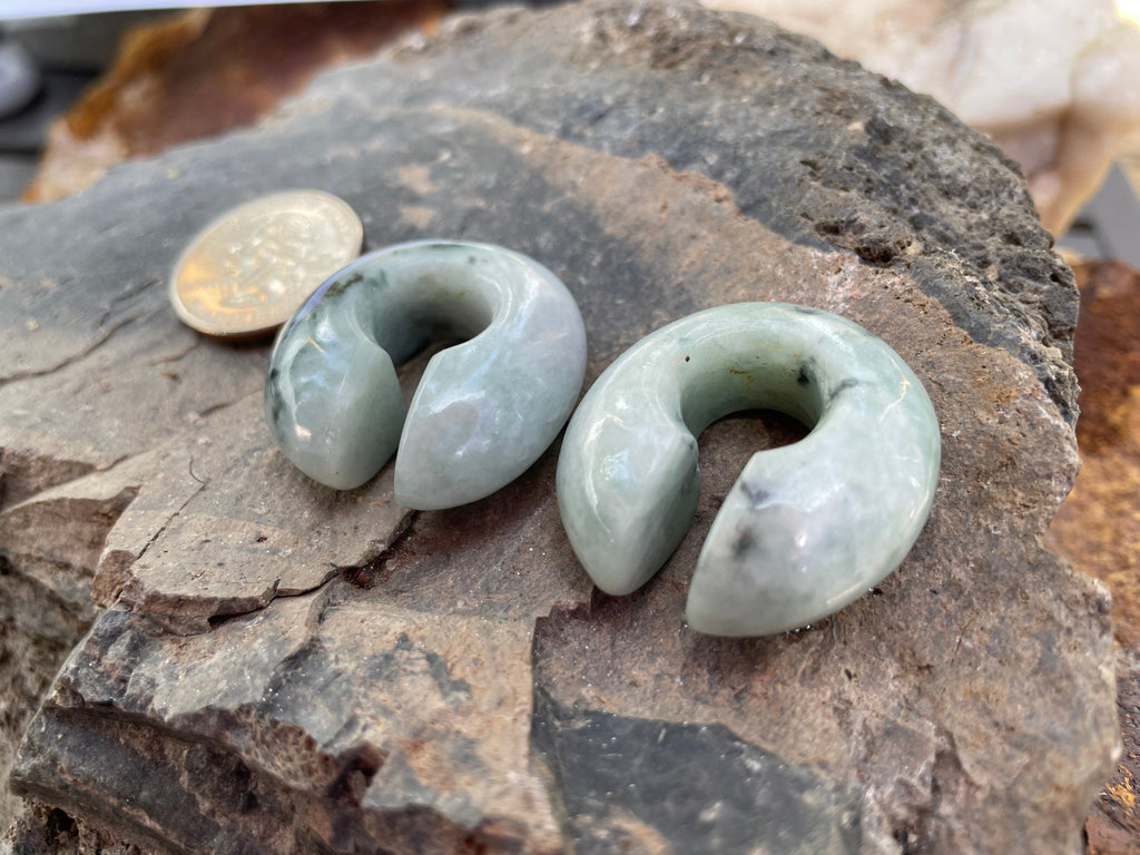 OOAK Green Jadeite Donut Earrings – 1/2" (13mm)