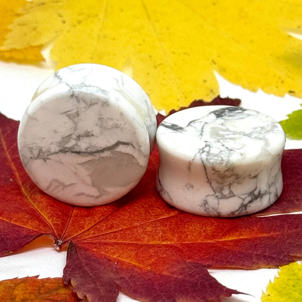 OOAK Howlite Stone Plugs – 1" (25mm)