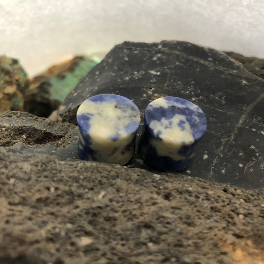 OOAK Sodalite Stone Plugs – 9/16" (14mm)