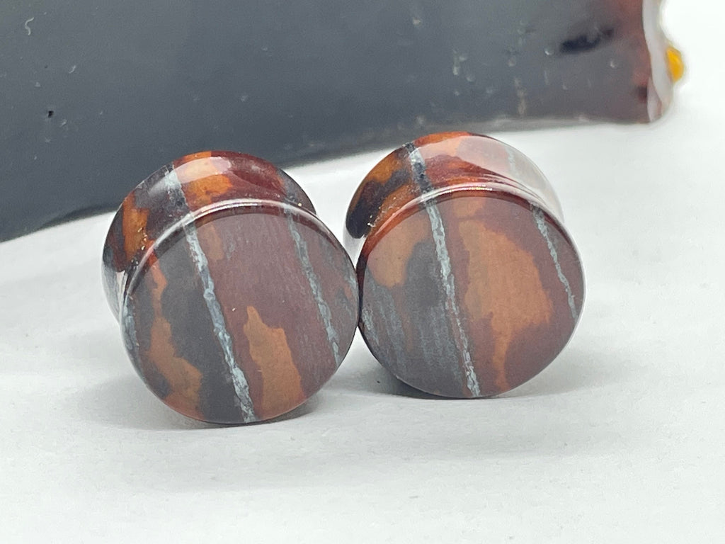 OOAK Red Tiger’s Eye Plugs – 5/8" (16mm)