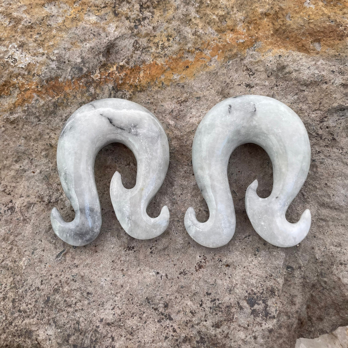 OOAK Jadeite Wave Hook Earrings – 1/2" (13mm)