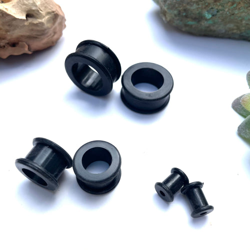 Black Silicone Tunnels – Flexible Ear Gauges
