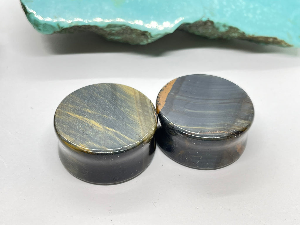 OOAK Blue Tiger’s Eye Plugs – 1" (25mm)
