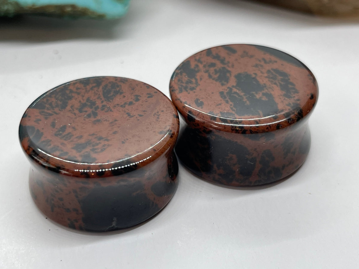 OOAK Mahogany Stone Plugs – 7/8" (22mm)