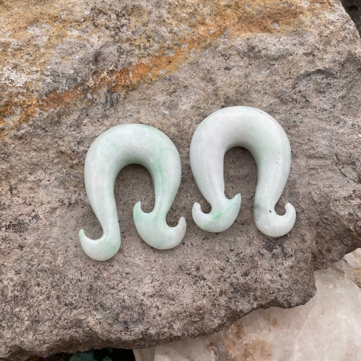 OOAK Jadeite Wave Hook Earrings – 9/16" (14mm)