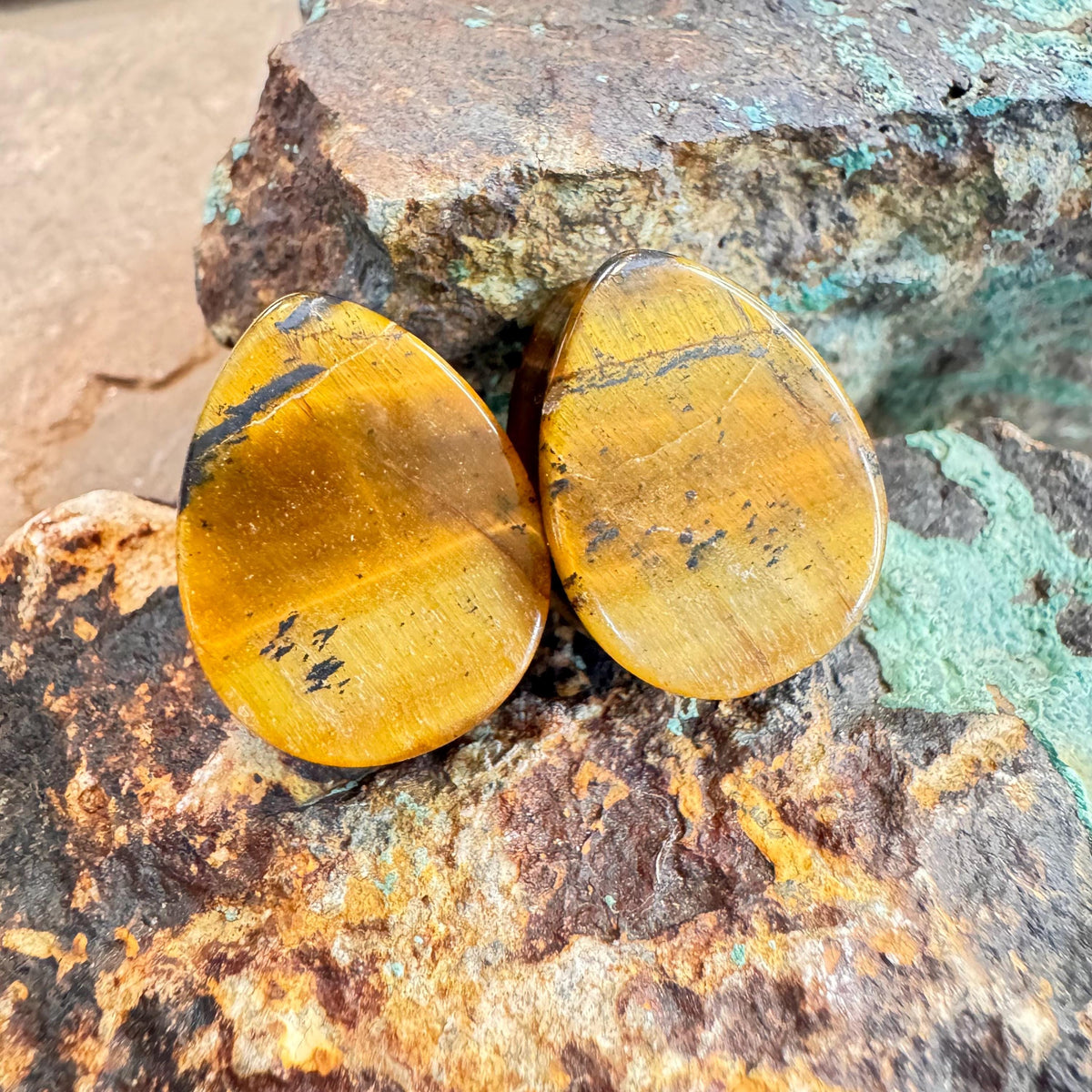OOAK Brown Tiger’s Eye Teardrop Plugs – 3/4" (19mm)