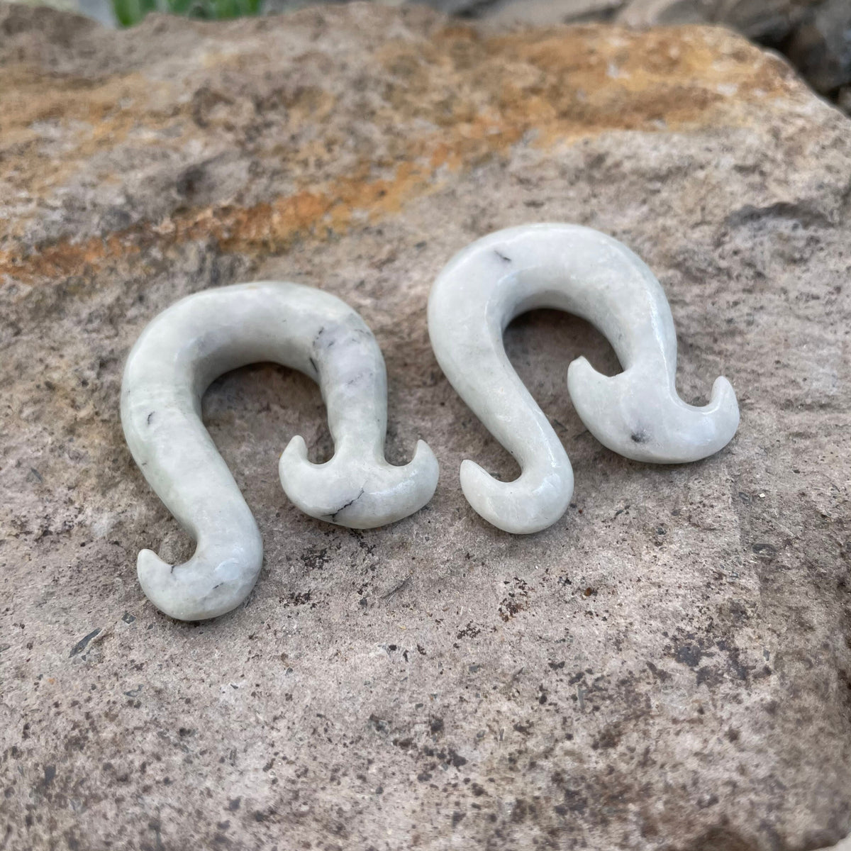 OOAK Pale Sage Jadeite Wave Hooks – 00g (9.5mm)