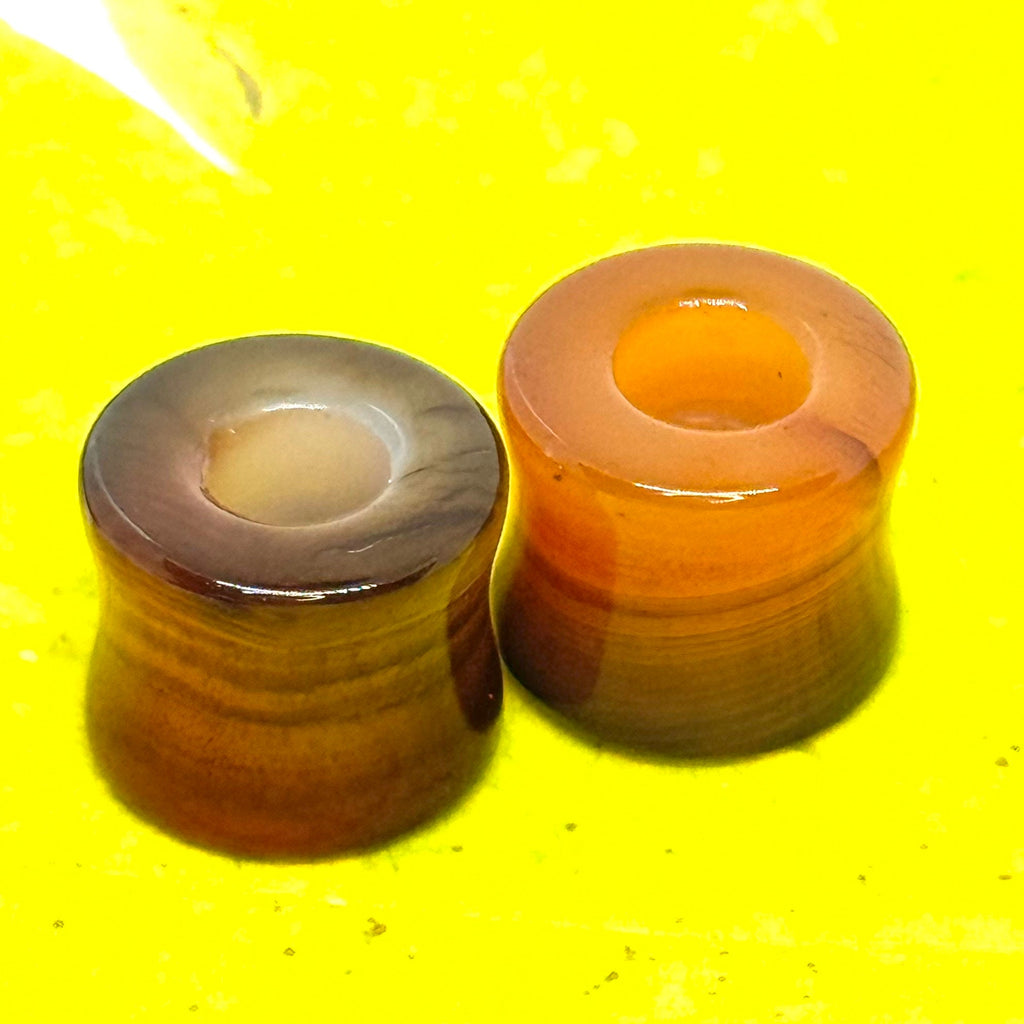 OOAK Red Agate Stone Tunnels – 1/2" (13mm)