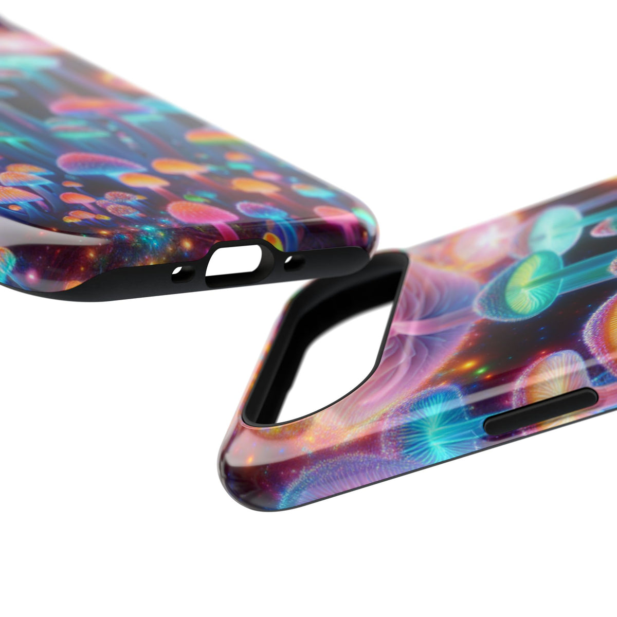 Psychedelic Neon Mushroom Phone Case — Protective Cosmic Art iPhone Cover
