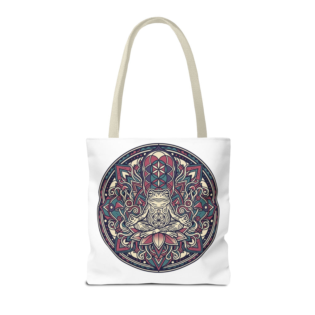 Meditating Cat Mandala Tote Bag — Boho Yoga, Spiritual Gift