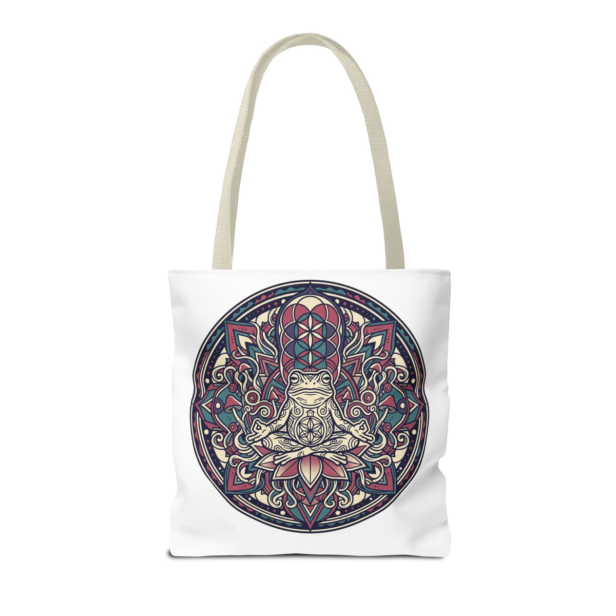 Meditating Cat Mandala Tote Bag — Boho Yoga, Spiritual Gift