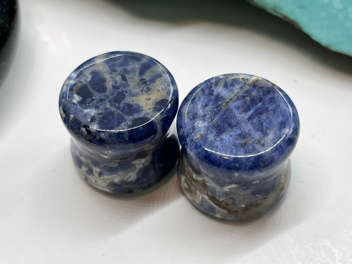 OOAK White-Inclusion Sodalite Plugs – 9/16" (14mm)