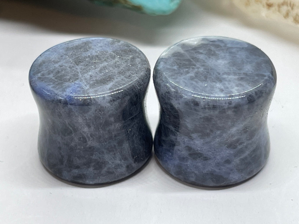 OOAK Blue Sodalite Stone Plugs – 1/2" (13mm)