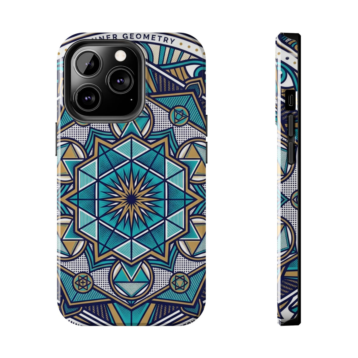 Tough Phone Case — Blue Geometric Mandala Protective Phone Cover