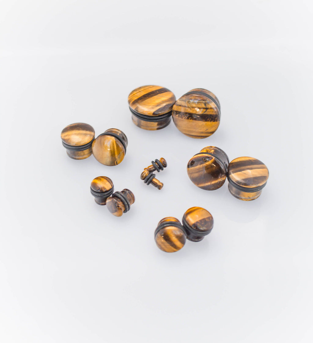 Brown Tiger's Eye Plugs – Single Flared Stone Ear Gauges