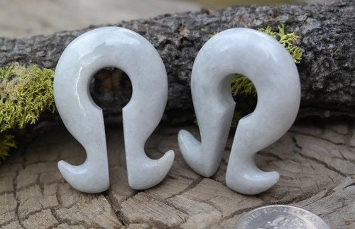 OOAK Jadeite Omega Ear Weights – 7/16" (11mm)
