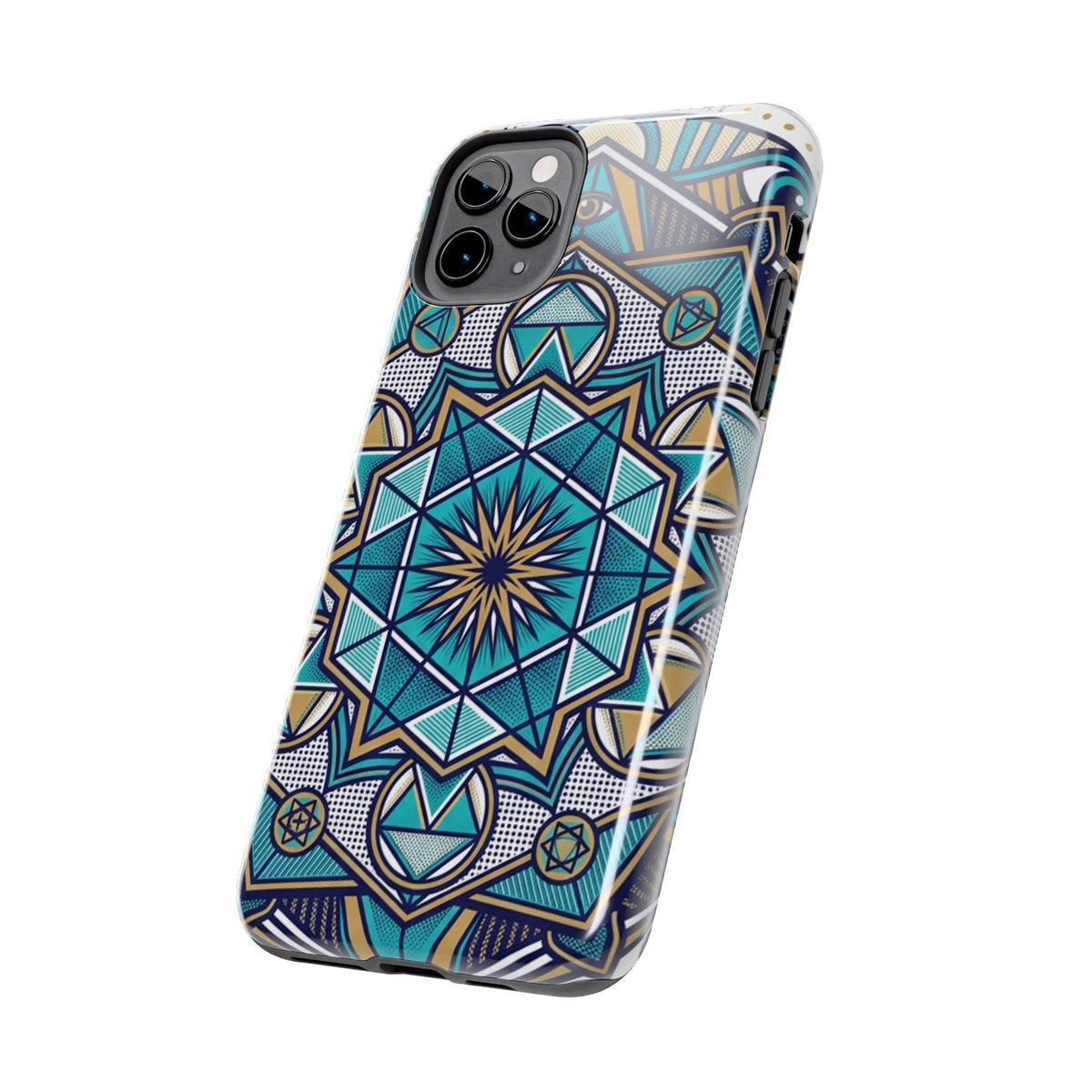 Tough Phone Case — Blue Geometric Mandala Protective Phone Cover