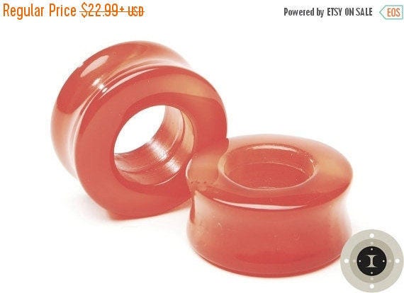 Red Agate Stone Eyelets – Double Flared Ear Tunnels
